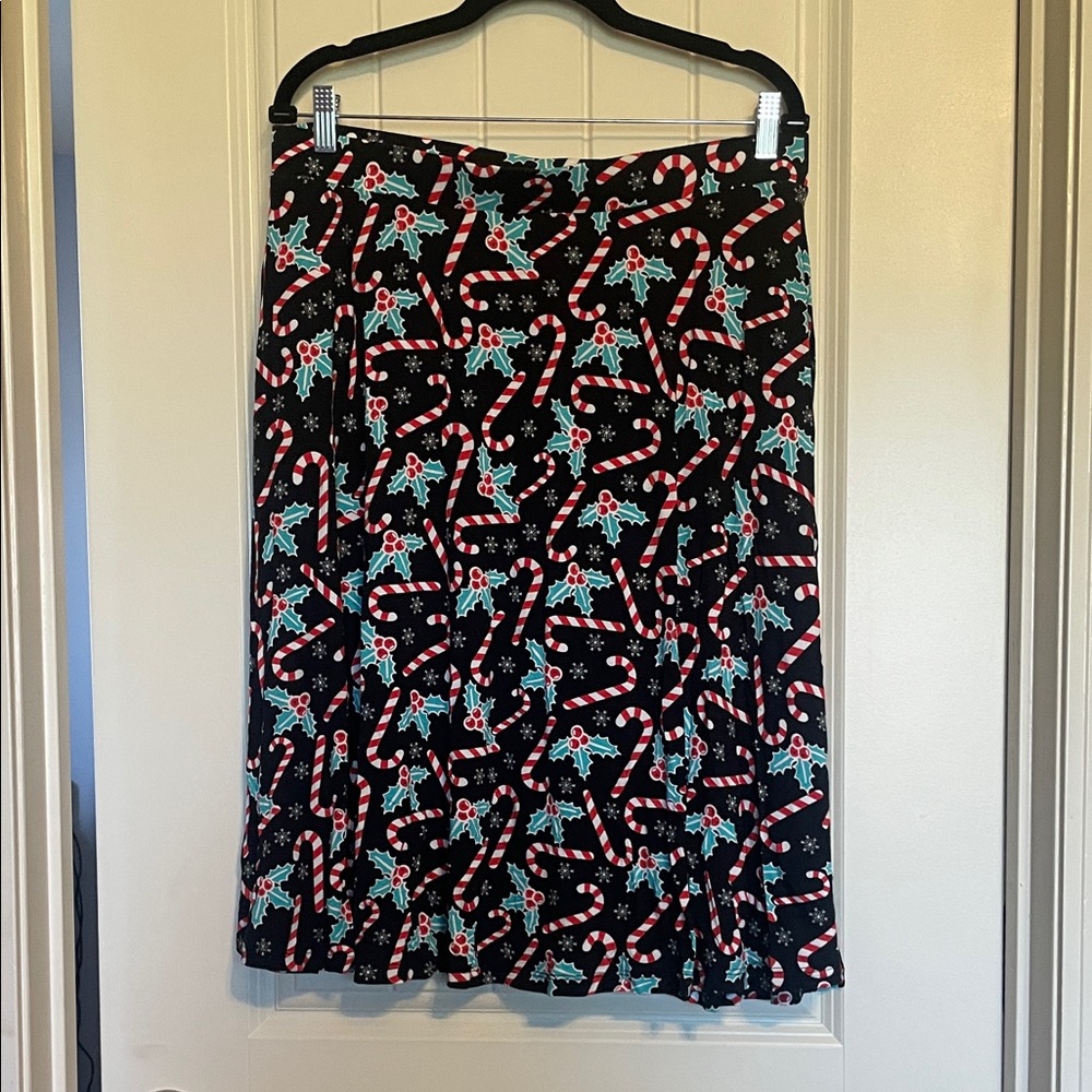 Modcloth Candy Cane and Holly Knit Skirt